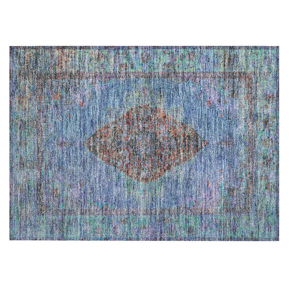 Machine Washable Indoor/Outdoor Chantille ACN2021 Blue 1'8" x 2'6" Rug. Picture 1