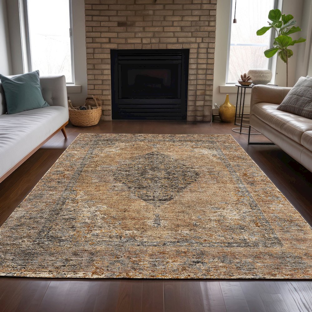 Machine Washable Indoor/Outdoor Chantille ACN2021 Copper 2'6" x 3'10" Rug. Picture 6