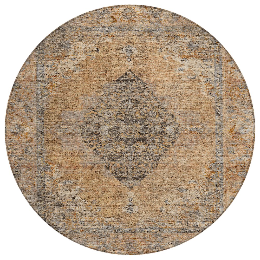 Machine Washable Indoor/Outdoor Chantille ACN2021 Copper 8' x 8' Round Rug. Picture 1