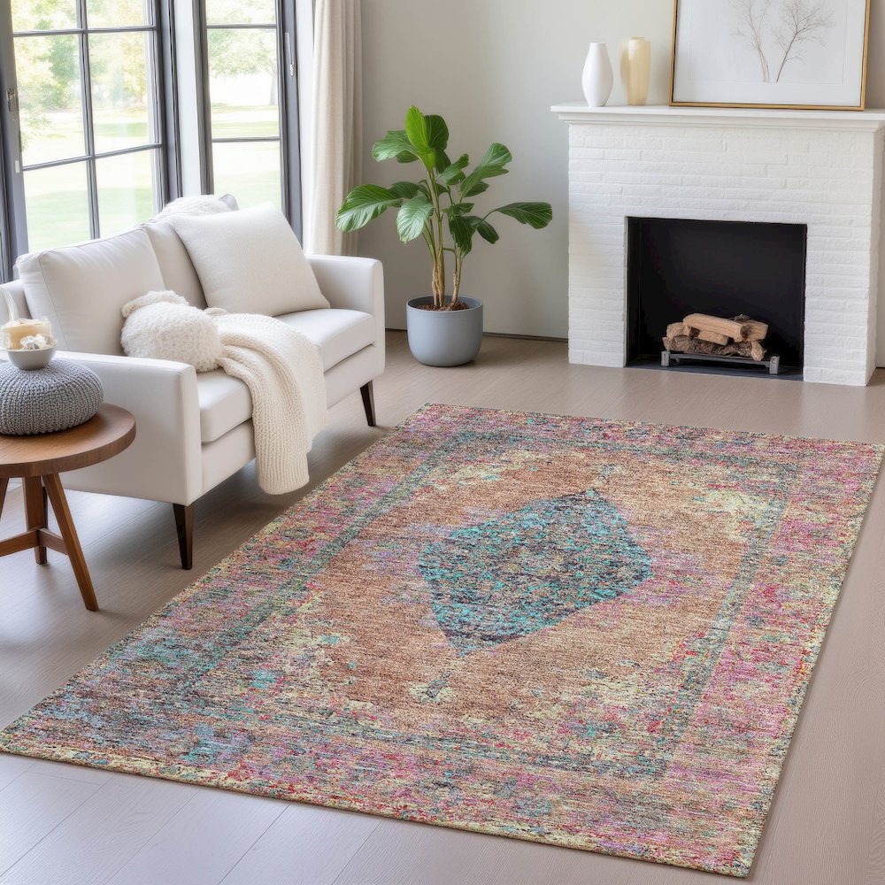 Machine Washable Indoor/Outdoor Chantille ACN2021 Orange 2'6" x 3'10" Rug. Picture 5