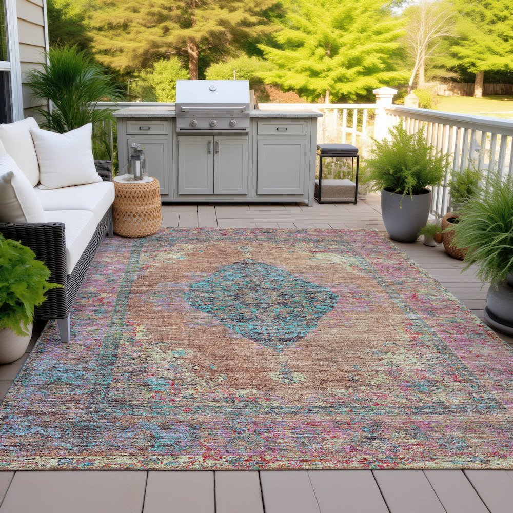 Machine Washable Indoor/Outdoor Chantille ACN2021 Orange 2'6" x 3'10" Rug. Picture 7