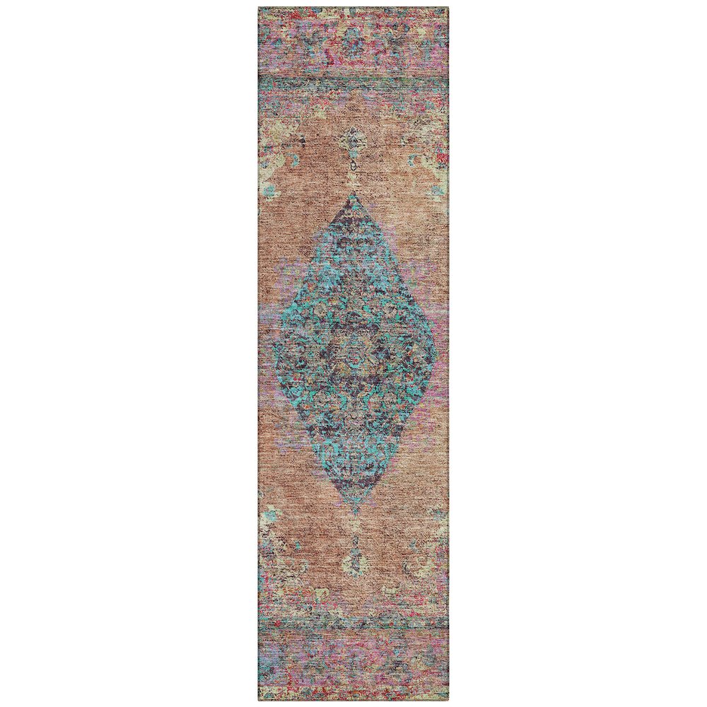 Machine Washable Indoor/Outdoor Chantille ACN2021 Orange 2'3" x 7'6" Runner Rug. Picture 1