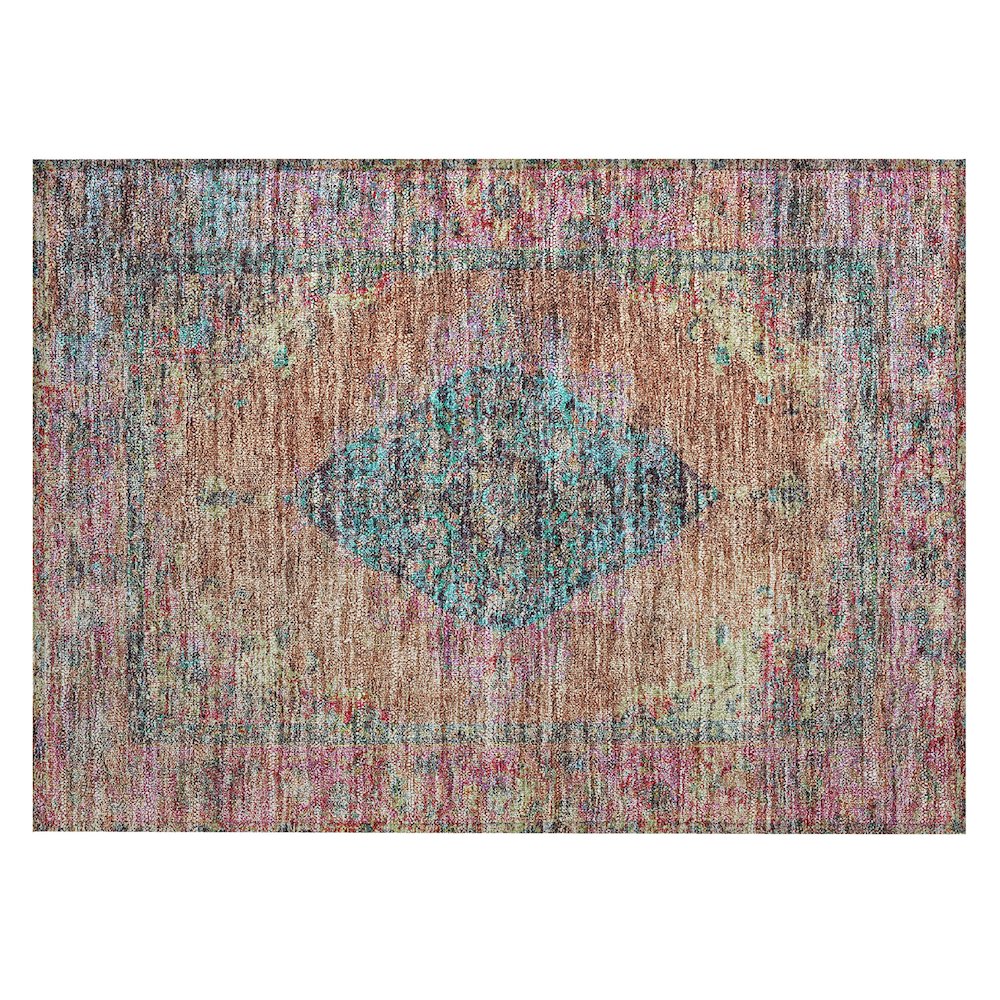 Machine Washable Indoor/Outdoor Chantille ACN2021 Orange 1'8" x 2'6" Rug. Picture 1