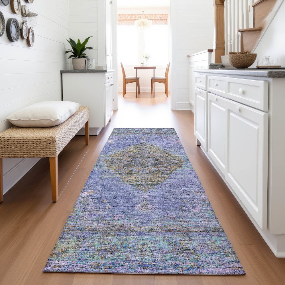 Machine Washable Indoor/Outdoor Chantille ACN2021 Purple 2'3" x 7'6" Runner Rug. Picture 5