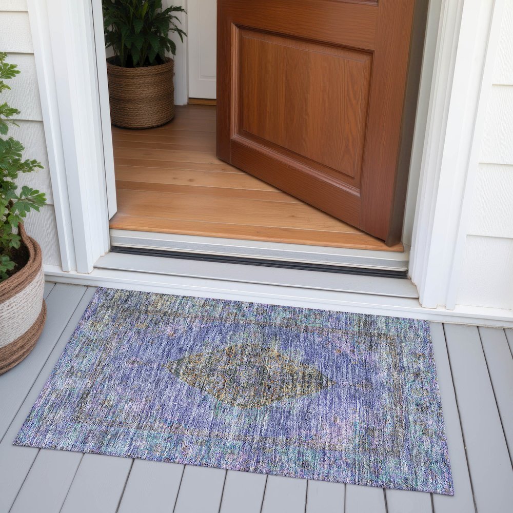 Machine Washable Indoor/Outdoor Chantille ACN2021 Purple 1'8" x 2'6" Rug. Picture 6