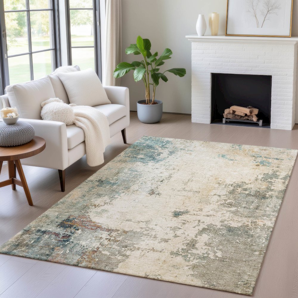 Machine Washable Indoor/Outdoor Chantille ACN2022 Ivory 2'6" x 3'10" Rug. Picture 5