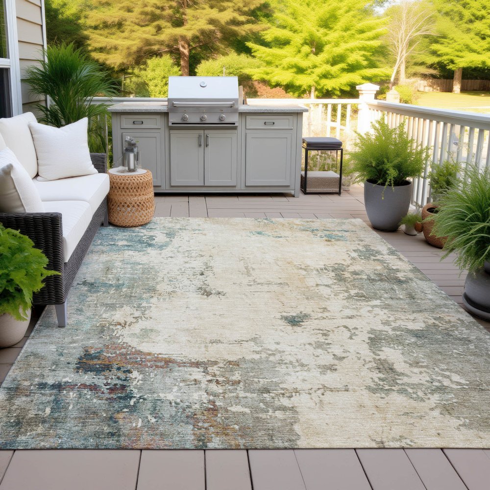 Machine Washable Indoor/Outdoor Chantille ACN2022 Ivory 2'6" x 3'10" Rug. Picture 7
