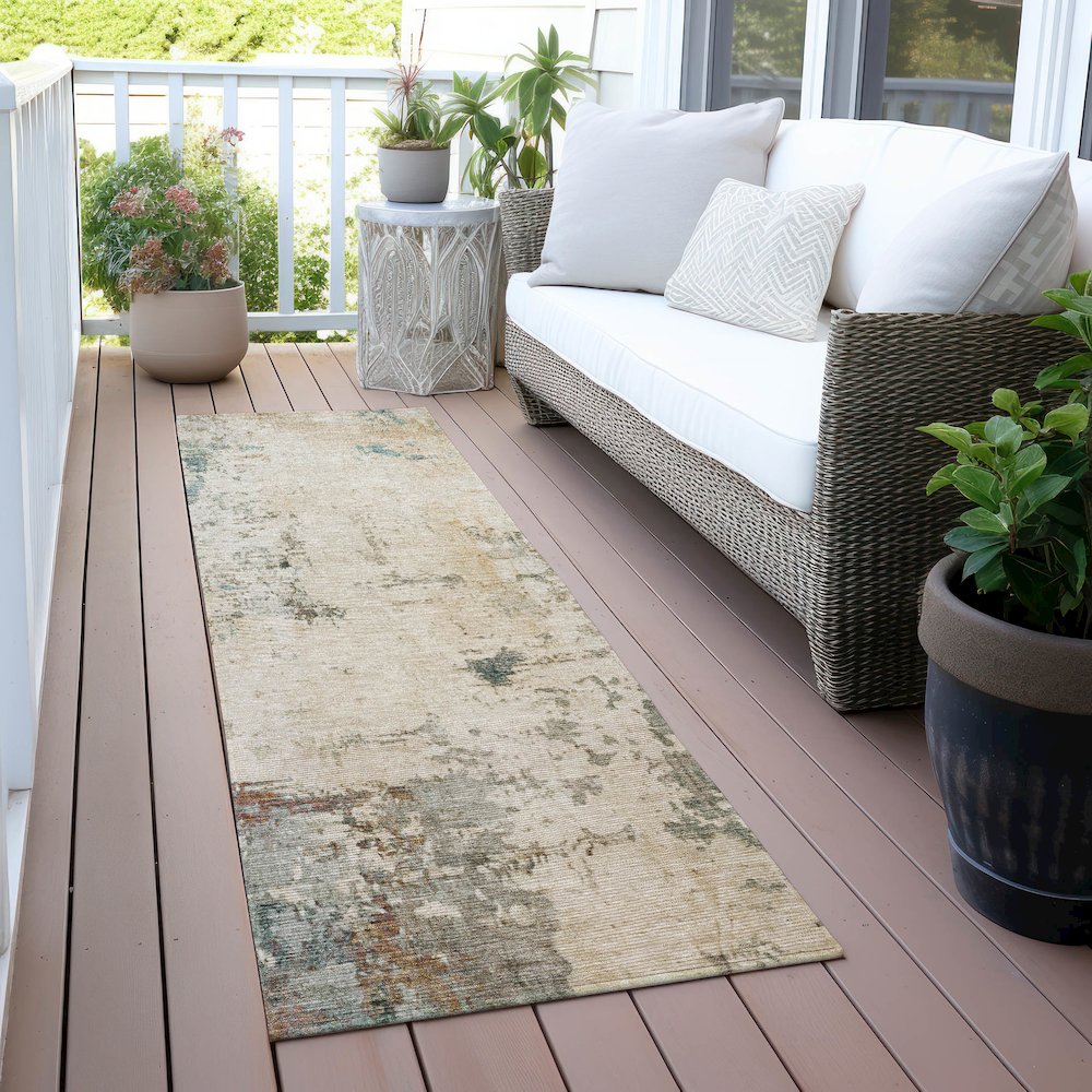 Machine Washable Indoor/Outdoor Chantille ACN2022 Ivory 2'3" x 7'6" Runner Rug. Picture 6