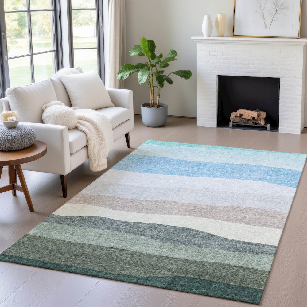 Machine Washable Indoor/Outdoor Chantille ACN2023 Green 2'6" x 3'10" Rug. Picture 5