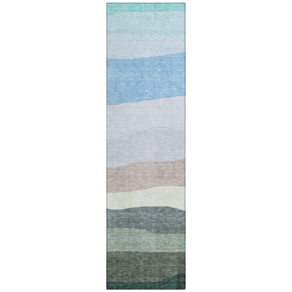 Machine Washable Indoor/Outdoor Chantille ACN2023 Green 2'3" x 7'6" Runner Rug. Picture 1