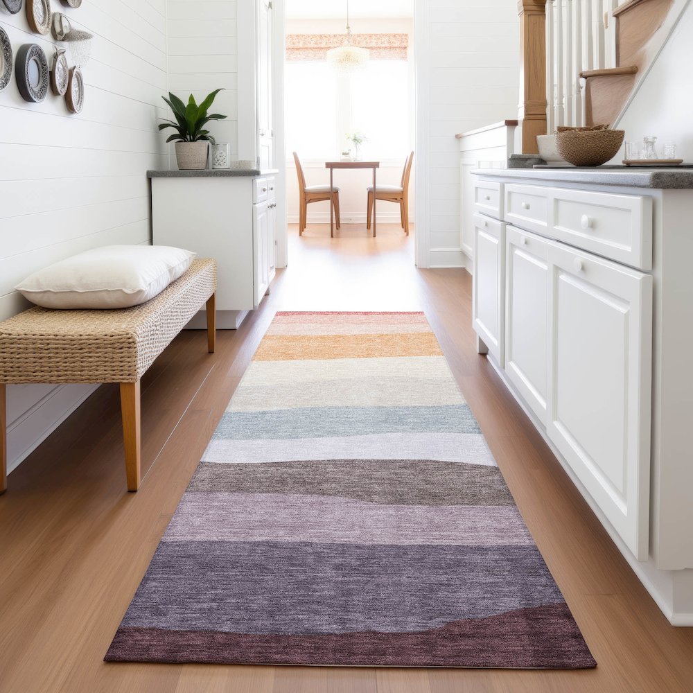 Machine Washable Indoor/Outdoor Chantille ACN2023 Orange 2'3" x 7'6" Runner Rug. Picture 5