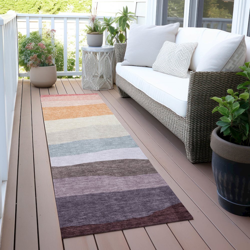Machine Washable Indoor/Outdoor Chantille ACN2023 Orange 2'3" x 7'6" Runner Rug. Picture 6