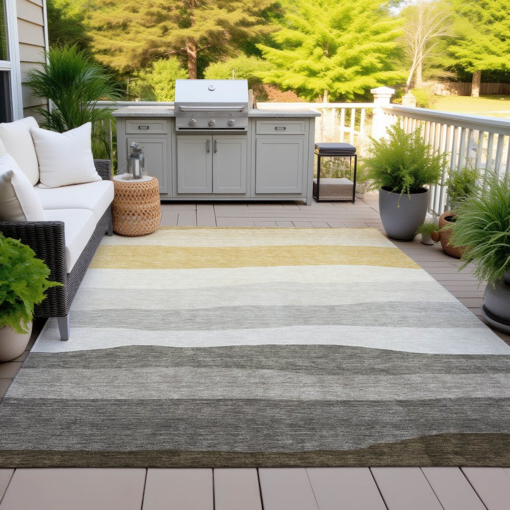 Machine Washable Indoor/Outdoor Chantille ACN2023 Pewter 2'6" x 3'10" Rug. Picture 7