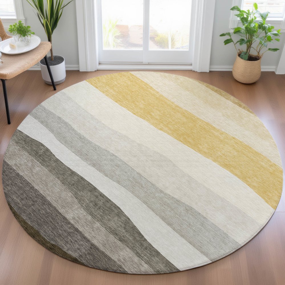 Machine Washable Indoor/Outdoor Chantille ACN2023 Pewter 8' x 8' Round Rug. Picture 5