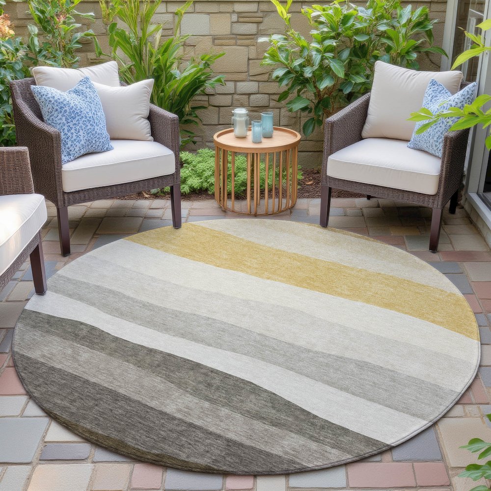 Machine Washable Indoor/Outdoor Chantille ACN2023 Pewter 8' x 8' Round Rug. Picture 6