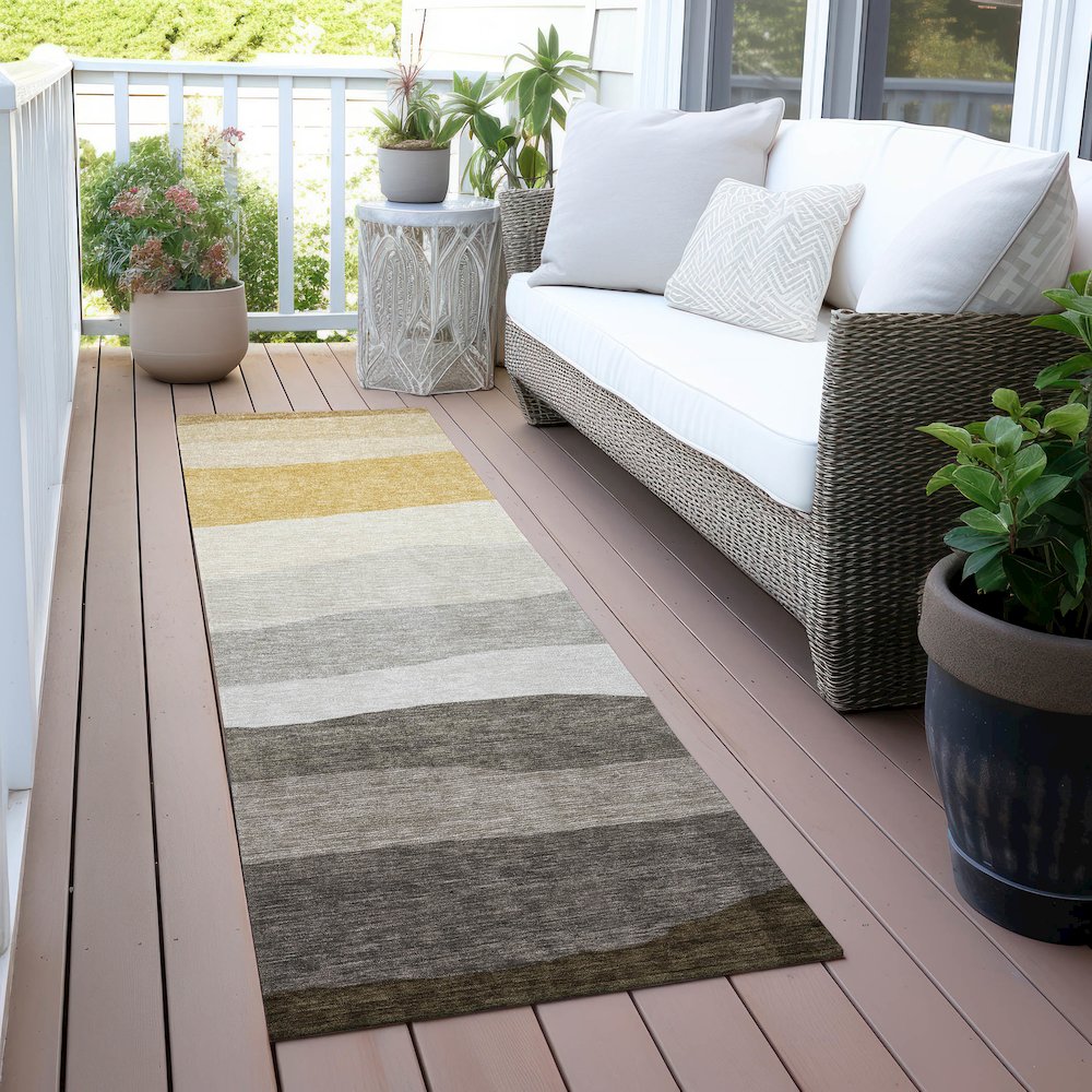 Machine Washable Indoor/Outdoor Chantille ACN2023 Pewter 2'3" x 7'6" Runner Rug. Picture 6