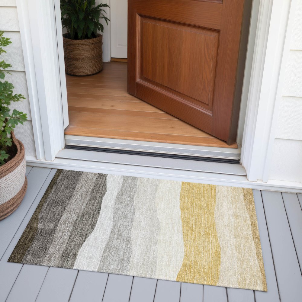 Machine Washable Indoor/Outdoor Chantille ACN2023 Pewter 1'8" x 2'6" Rug. Picture 6
