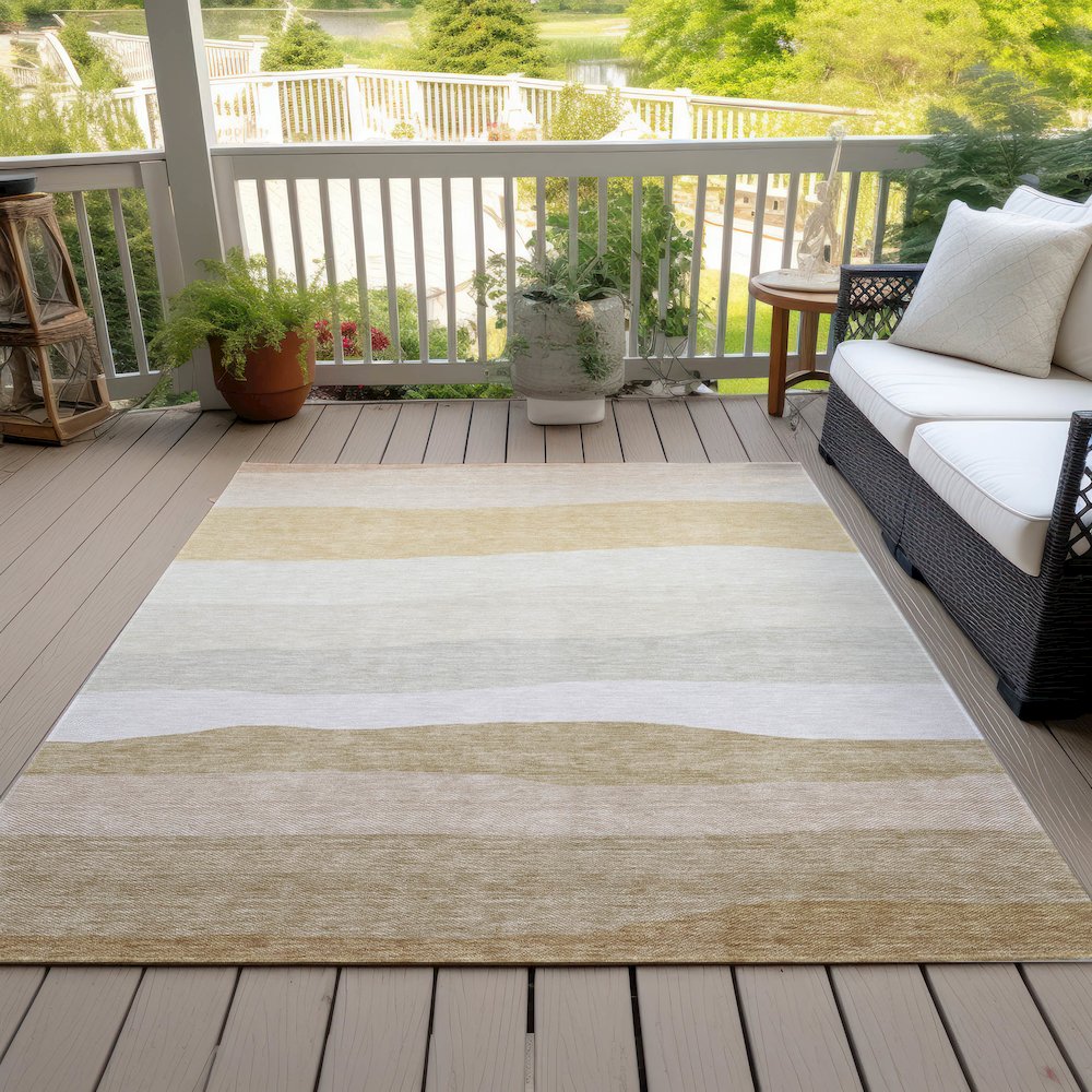 Machine Washable Indoor/Outdoor Chantille ACN2023 Wheat 2'6" x 3'10" Rug. Picture 8