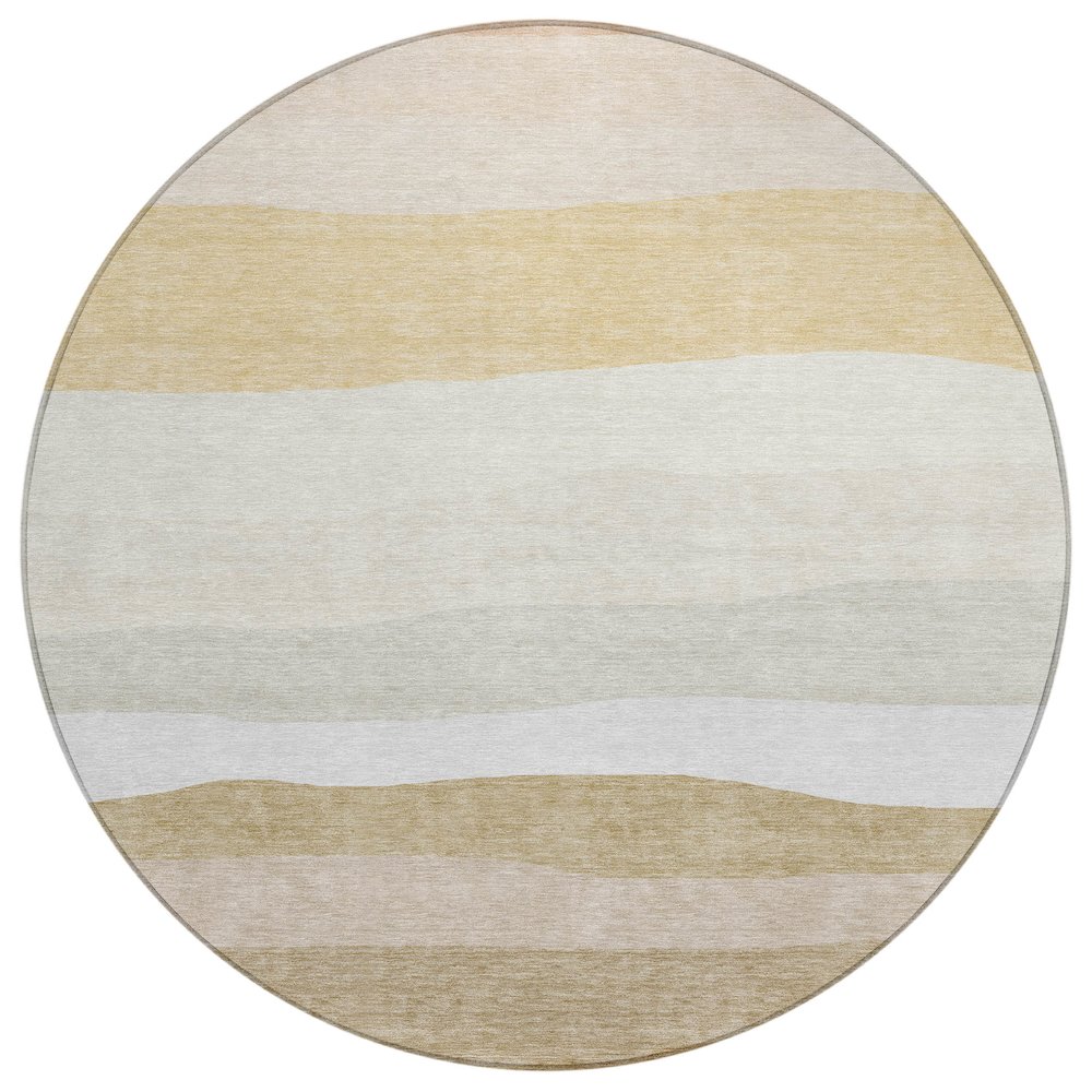Machine Washable Indoor/Outdoor Chantille ACN2023 Wheat 8' x 8' Round Rug. Picture 1