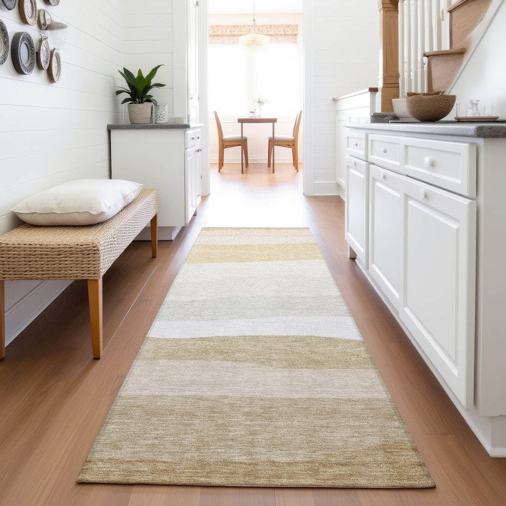 Machine Washable Indoor/Outdoor Chantille ACN2023 Wheat 2'3" x 7'6" Runner Rug. Picture 5