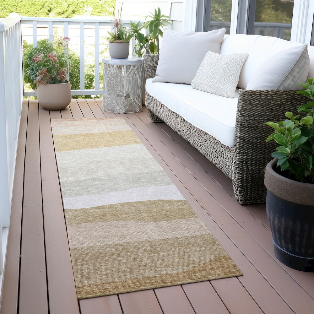 Machine Washable Indoor/Outdoor Chantille ACN2023 Wheat 2'3" x 7'6" Runner Rug. Picture 6