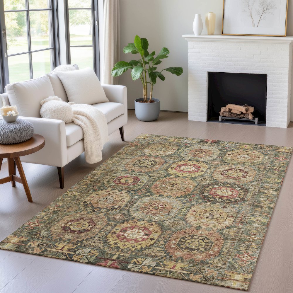 Machine Washable Indoor/Outdoor Chantille ACN2024 Aloe 2'6" x 3'10" Rug. Picture 5