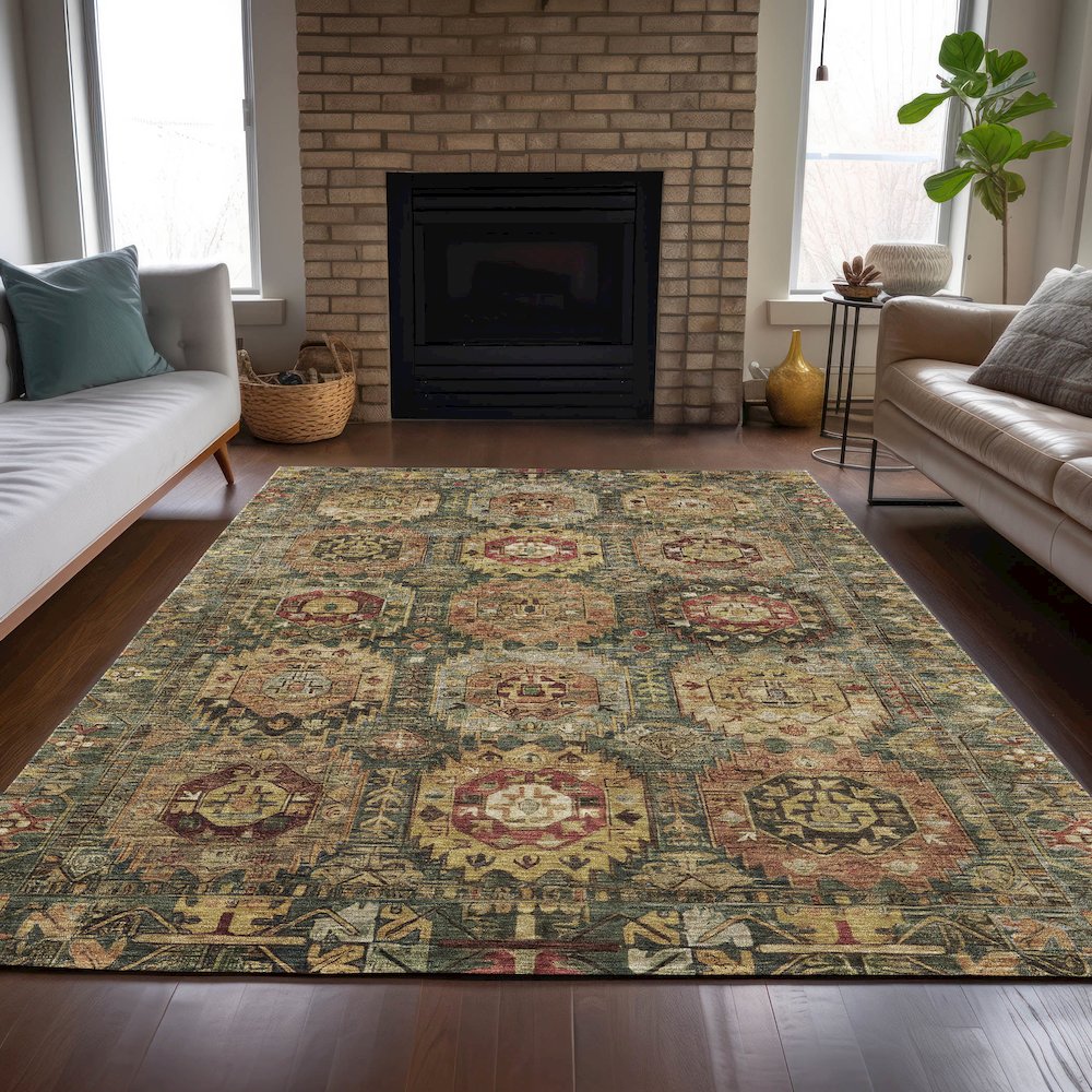 Machine Washable Indoor/Outdoor Chantille ACN2024 Aloe 2'6" x 3'10" Rug. Picture 6