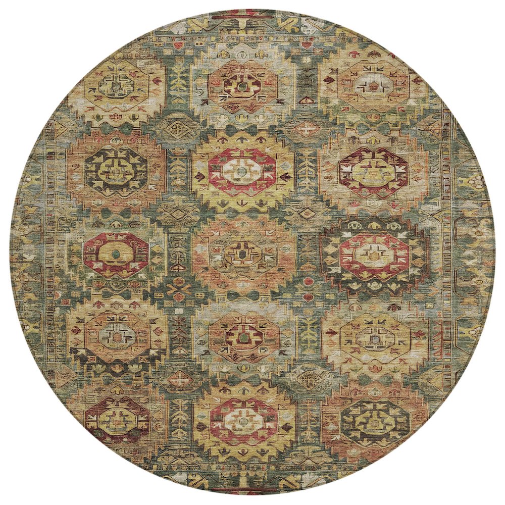 Machine Washable Indoor/Outdoor Chantille ACN2024 Aloe 8' x 8' Round Rug. Picture 1