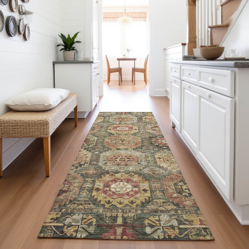 Machine Washable Indoor/Outdoor Chantille ACN2024 Aloe 2'3" x 7'6" Runner Rug. Picture 5