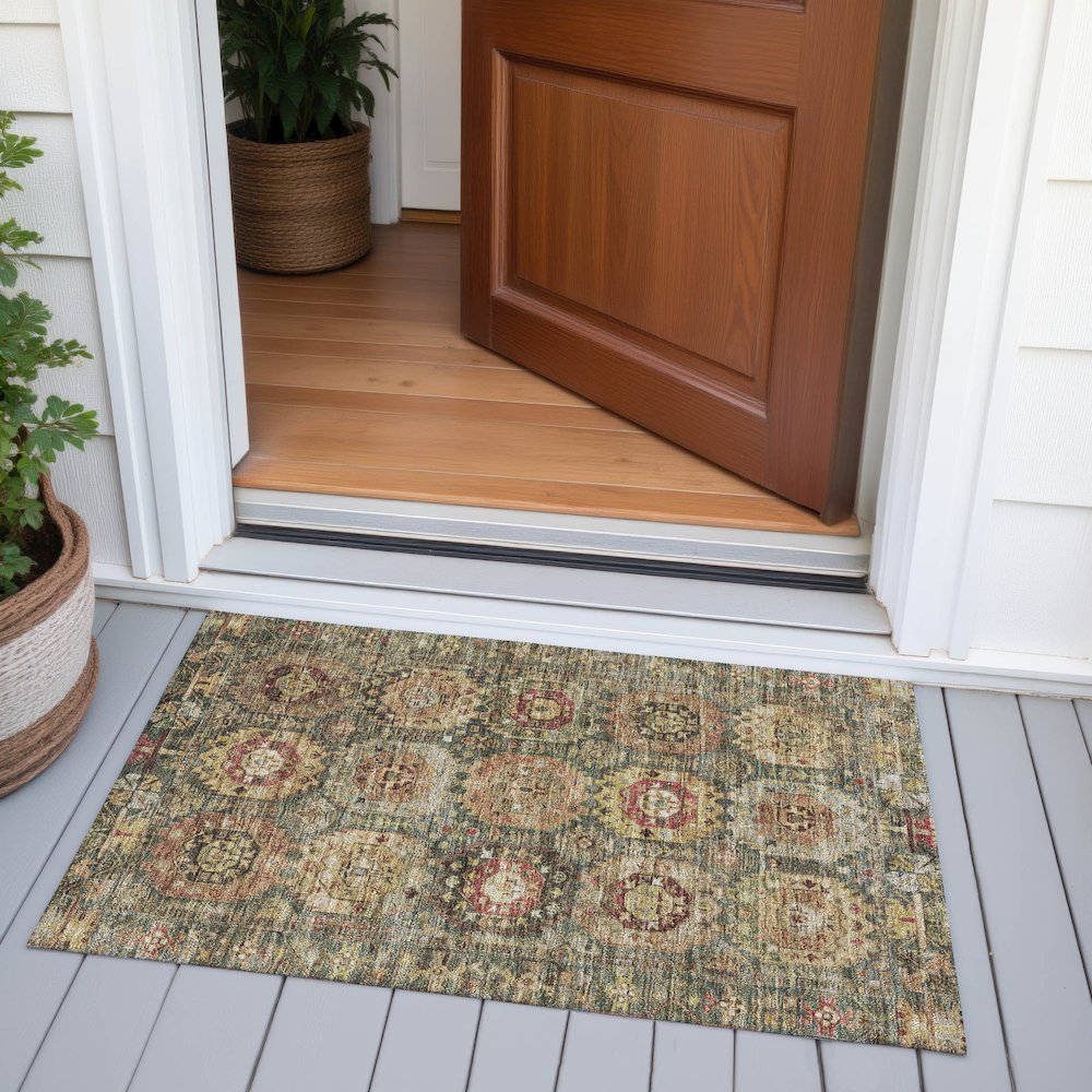 Machine Washable Indoor/Outdoor Chantille ACN2024 Aloe 1'8" x 2'6" Rug. Picture 6