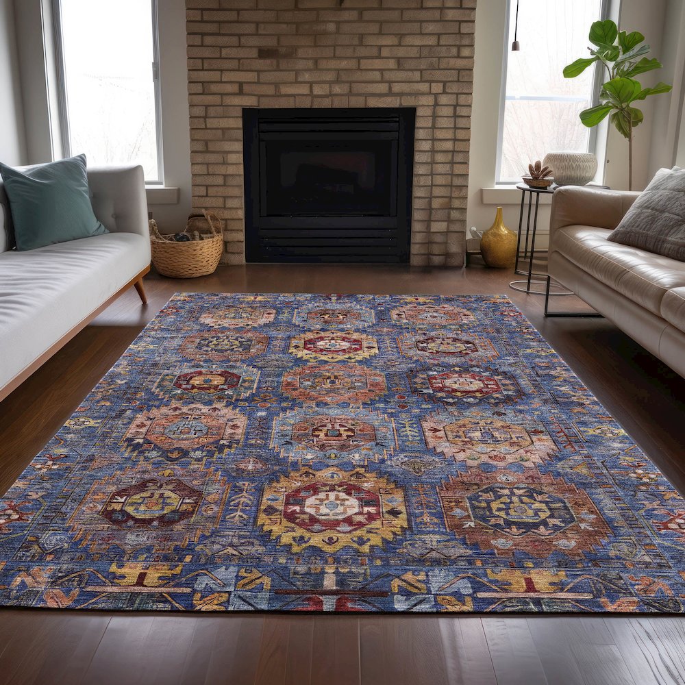 Machine Washable Indoor/Outdoor Chantille ACN2024 Denim 2'6" x 3'10" Rug. Picture 6