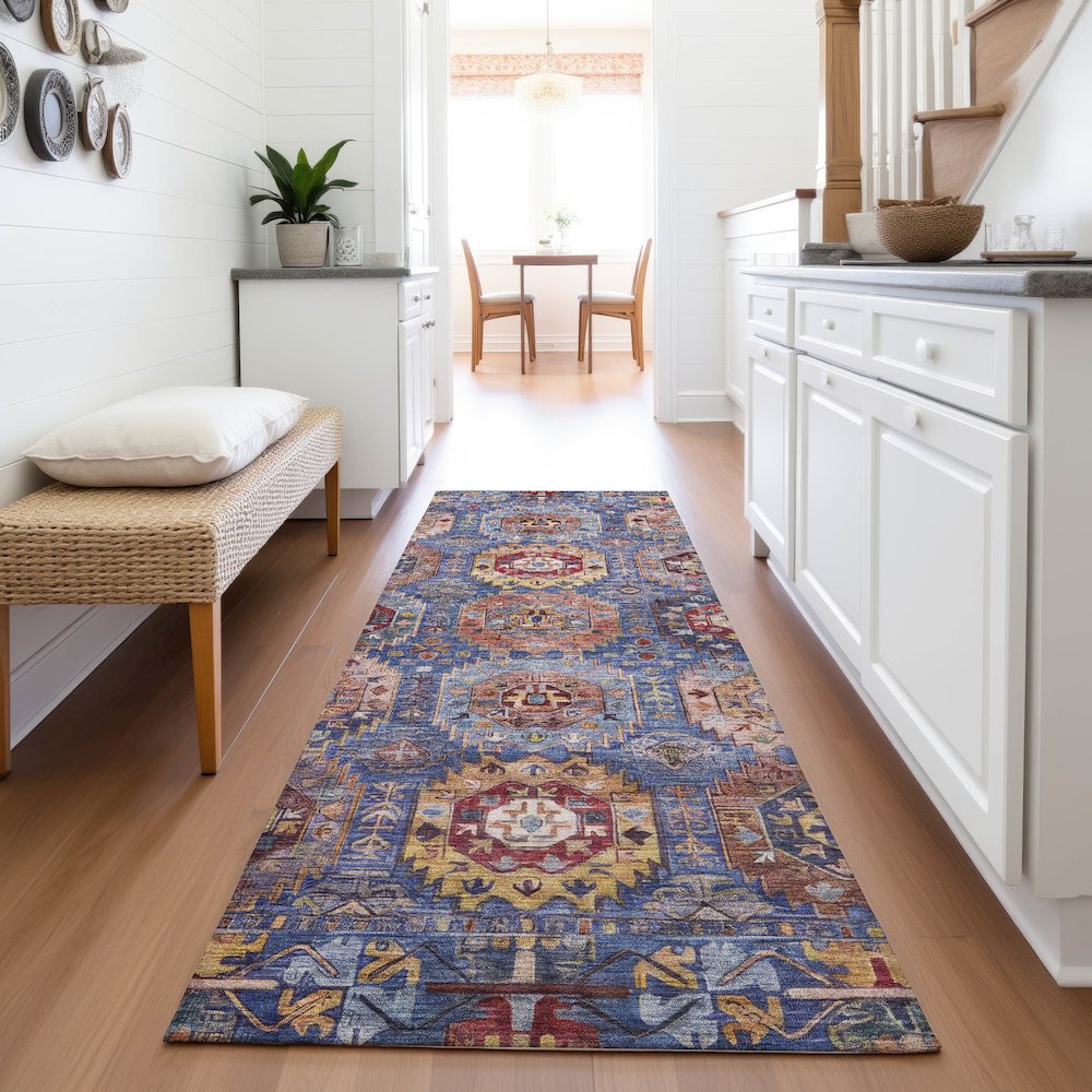 Machine Washable Indoor/Outdoor Chantille ACN2024 Denim 2'3" x 7'6" Runner Rug. Picture 5