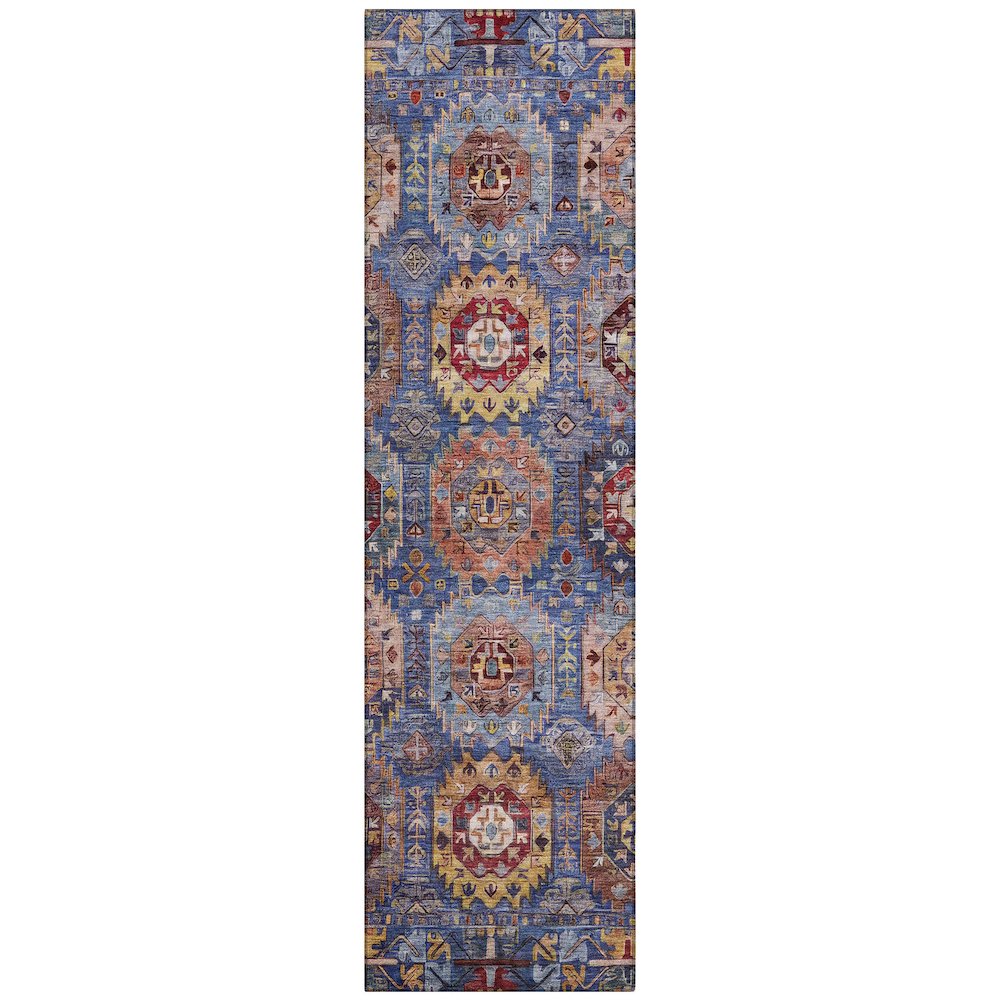 Machine Washable Indoor/Outdoor Chantille ACN2024 Denim 2'3" x 7'6" Runner Rug. Picture 1
