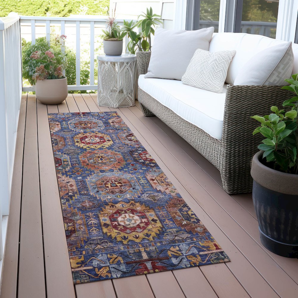 Machine Washable Indoor/Outdoor Chantille ACN2024 Denim 2'3" x 7'6" Runner Rug. Picture 6