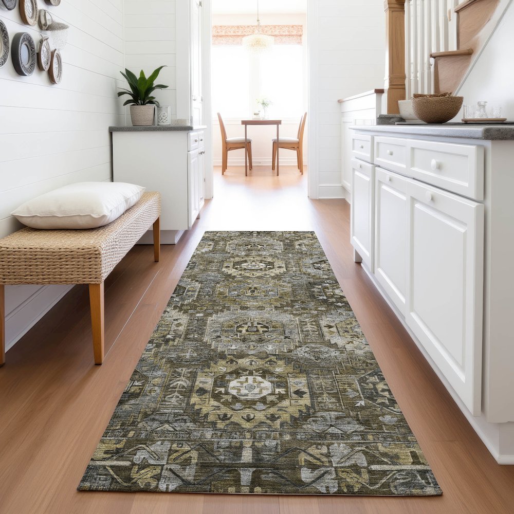 Machine Washable Indoor/Outdoor Chantille ACN2024 Mocha 2'3" x 7'6" Runner Rug. Picture 5