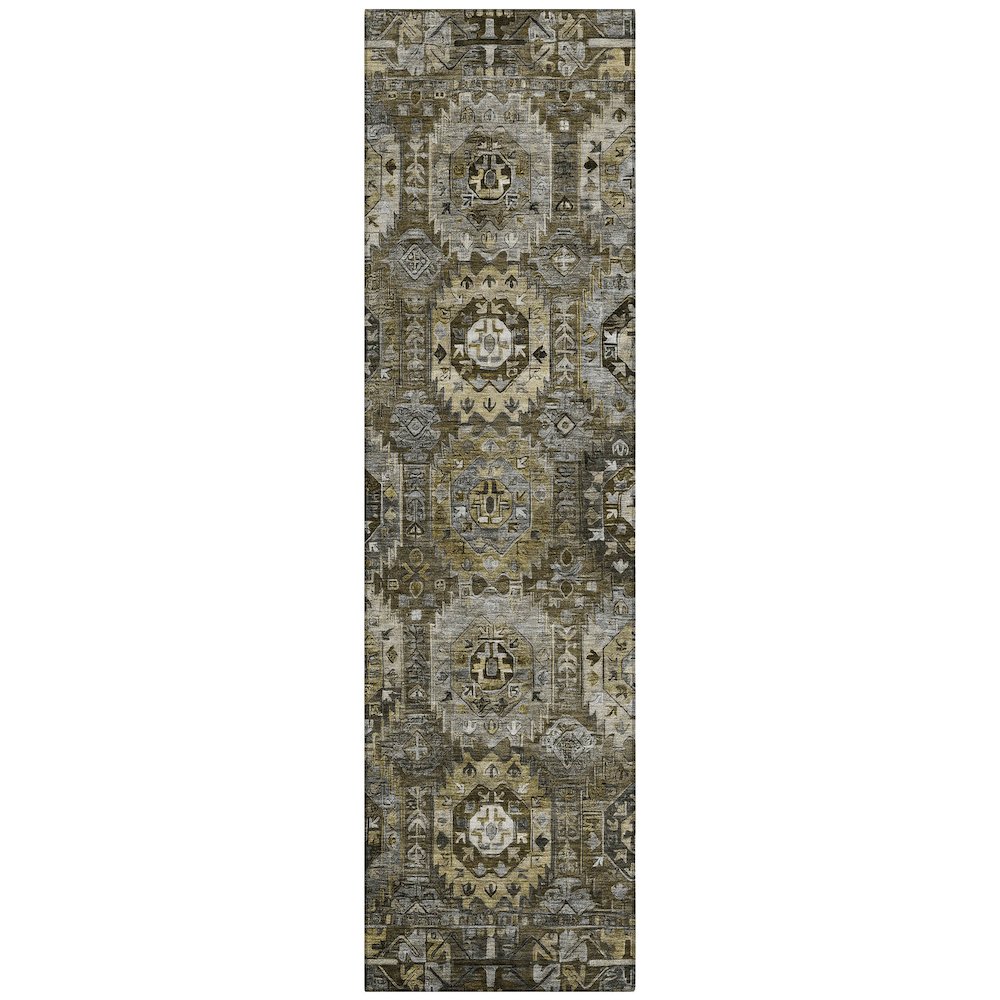 Machine Washable Indoor/Outdoor Chantille ACN2024 Mocha 2'3" x 7'6" Runner Rug. Picture 1
