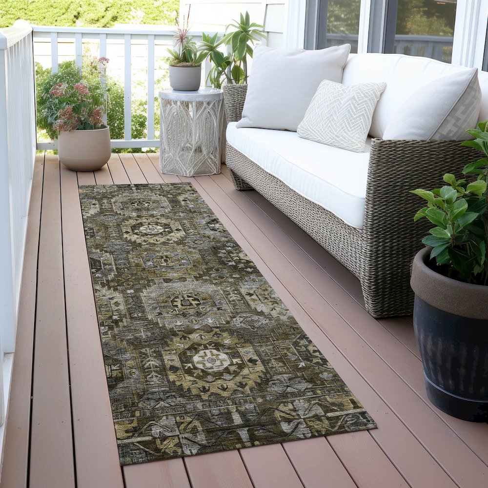 Machine Washable Indoor/Outdoor Chantille ACN2024 Mocha 2'3" x 7'6" Runner Rug. Picture 6