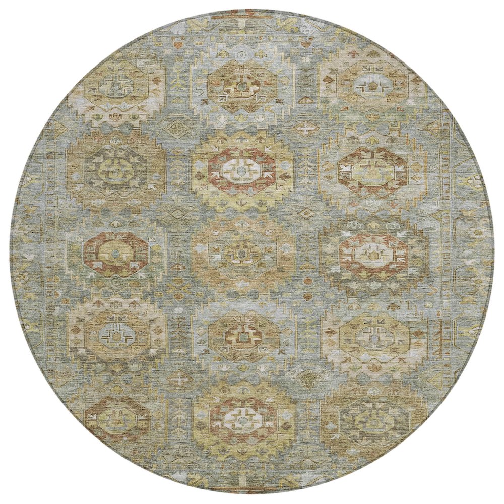 Machine Washable Indoor/Outdoor Chantille ACN2024 Sage 8' x 8' Round Rug. Picture 1