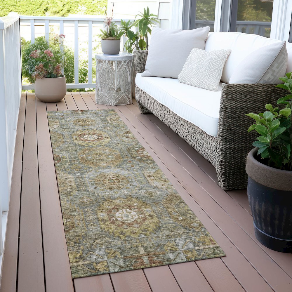 Machine Washable Indoor/Outdoor Chantille ACN2024 Sage 2'3" x 7'6" Runner Rug. Picture 6