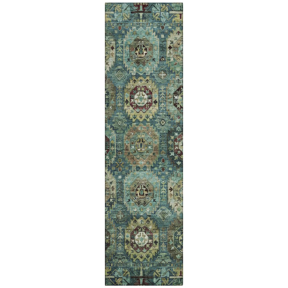 Machine Washable Indoor/Outdoor Chantille ACN2024 Teal 2'3" x 7'6" Runner Rug. Picture 1