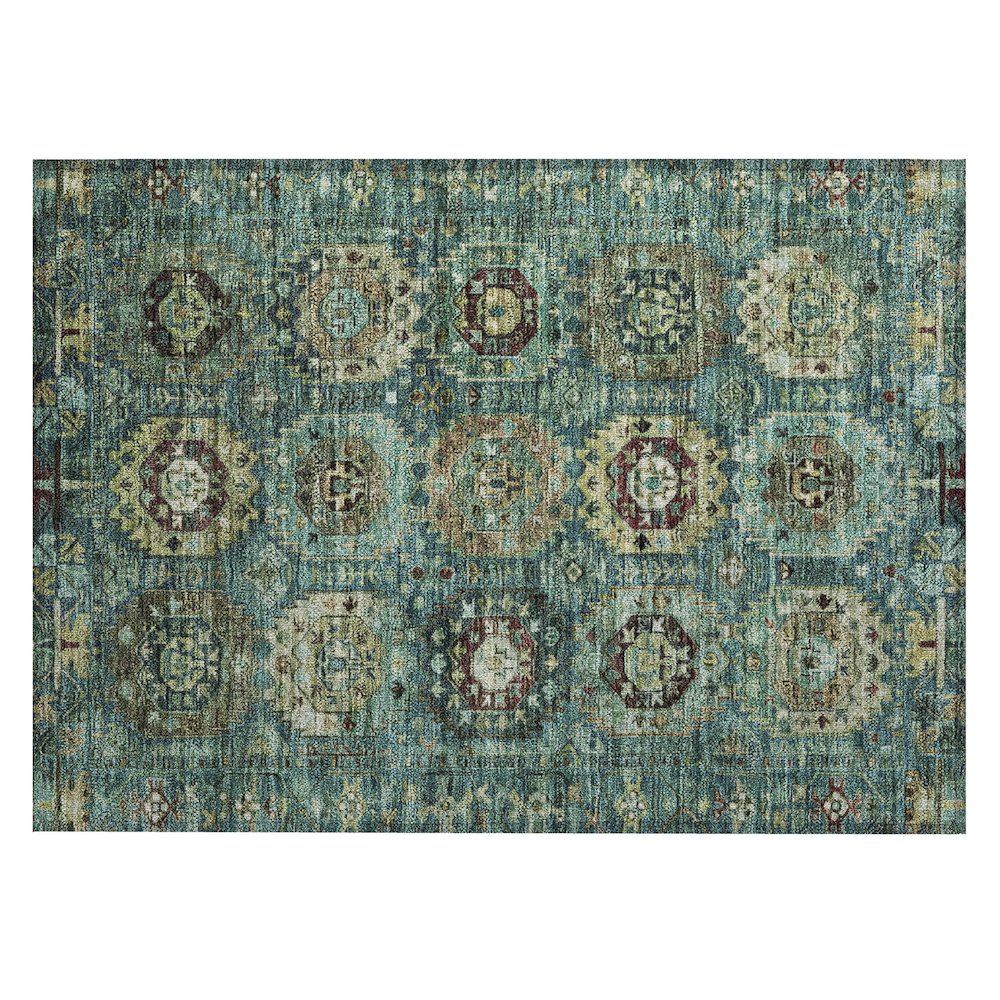 Machine Washable Indoor/Outdoor Chantille ACN2024 Teal 1'8" x 2'6" Rug. Picture 1