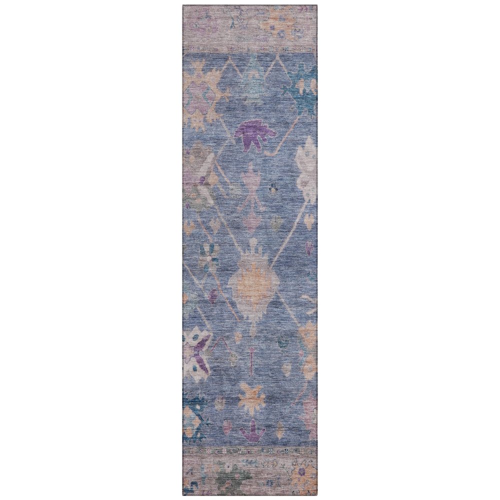 Machine Washable Indoor/Outdoor Chantille ACN2025 Blue 2'3" x 7'6" Runner Rug. Picture 1