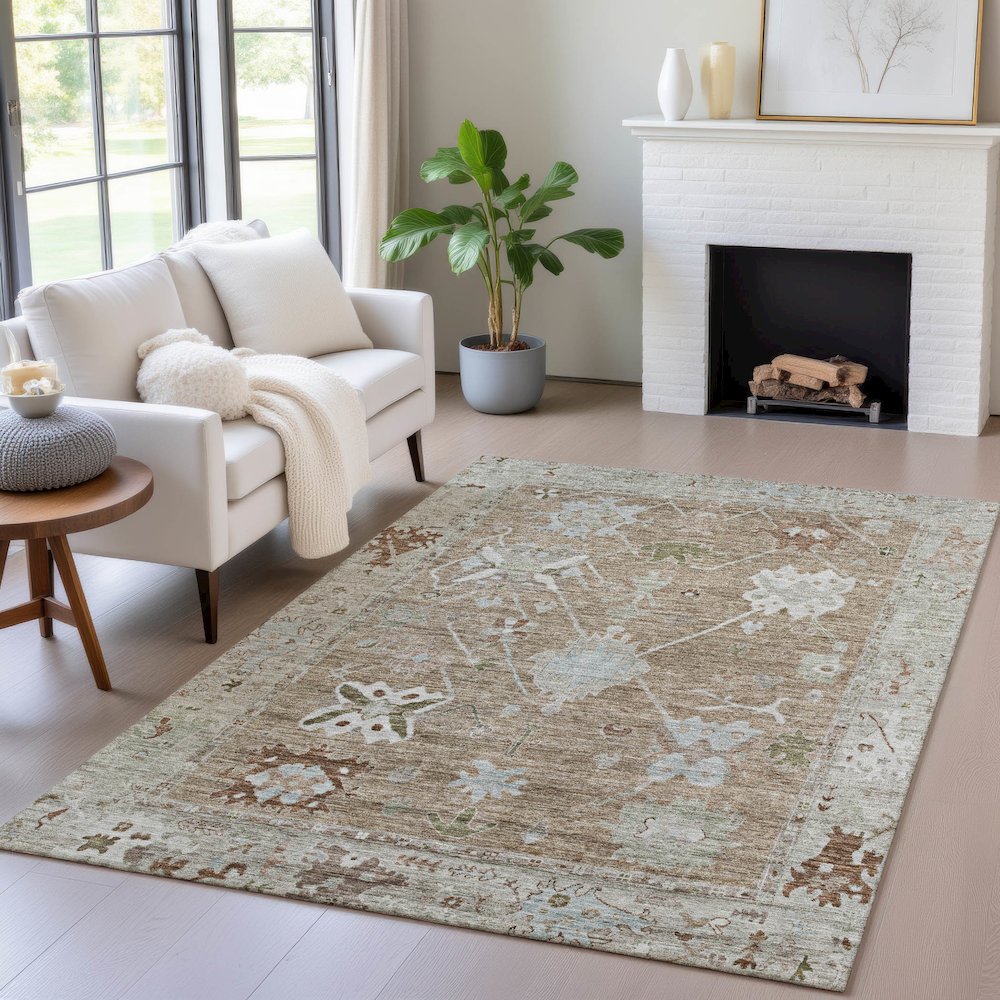 Machine Washable Indoor/Outdoor Chantille ACN2025 Brown 2'6" x 3'10" Rug. Picture 5