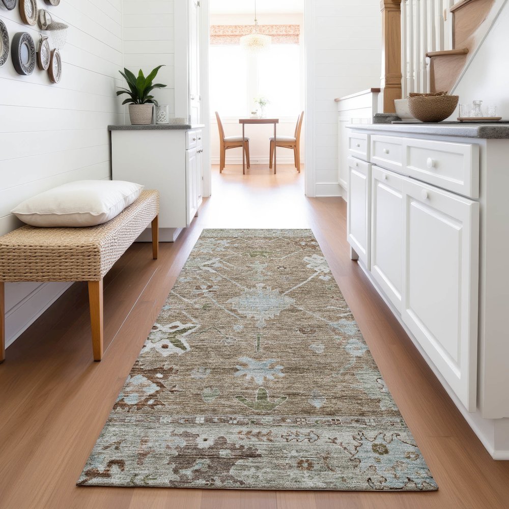 Machine Washable Indoor/Outdoor Chantille ACN2025 Brown 2'3" x 7'6" Runner Rug. Picture 5