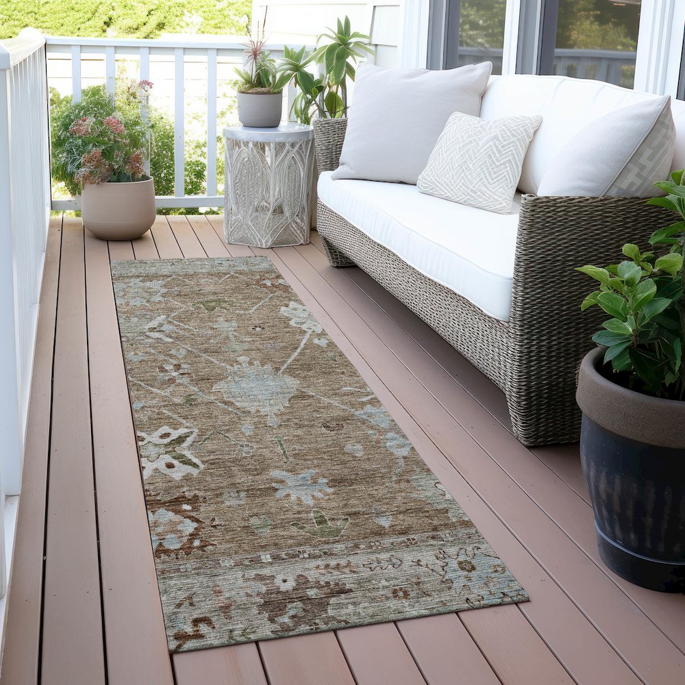 Machine Washable Indoor/Outdoor Chantille ACN2025 Brown 2'3" x 7'6" Runner Rug. Picture 6
