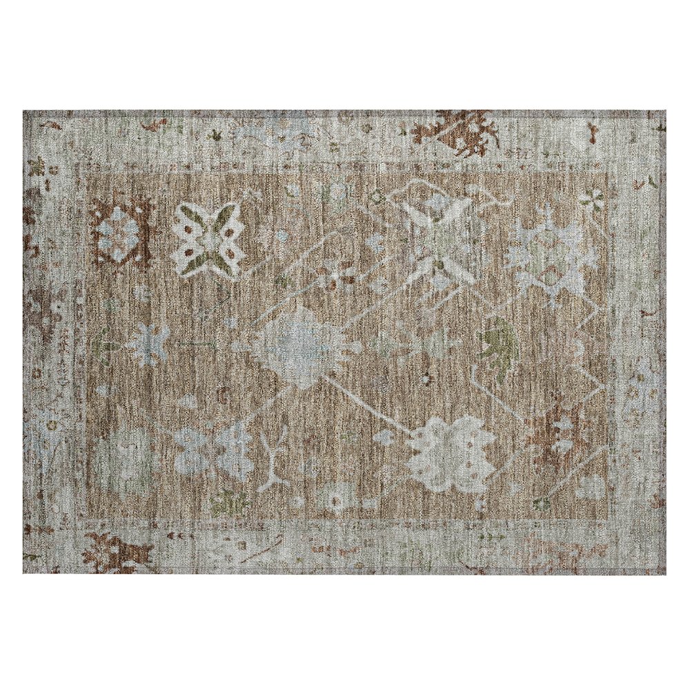 Machine Washable Indoor/Outdoor Chantille ACN2025 Brown 1'8" x 2'6" Rug. Picture 1