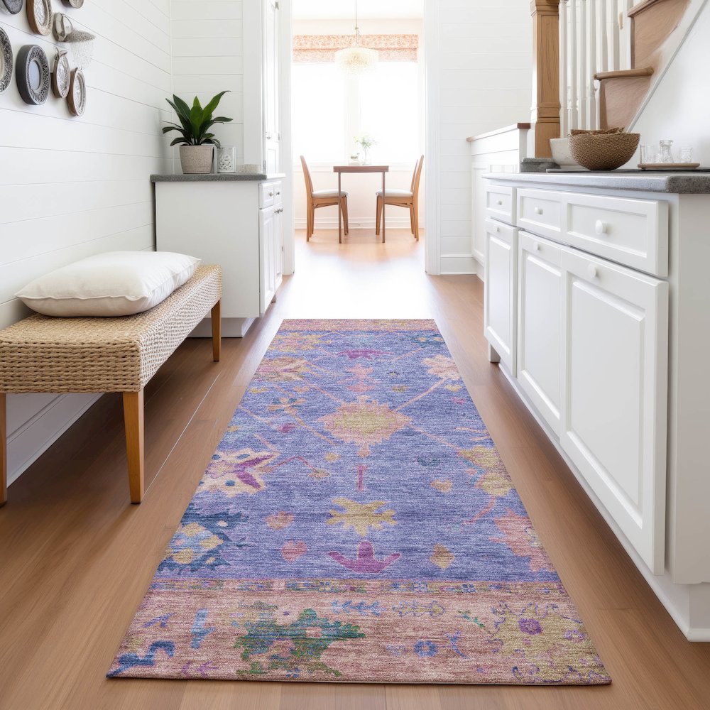 Machine Washable Indoor/Outdoor Chantille ACN2025 Purple 2'3" x 7'6" Runner Rug. Picture 5