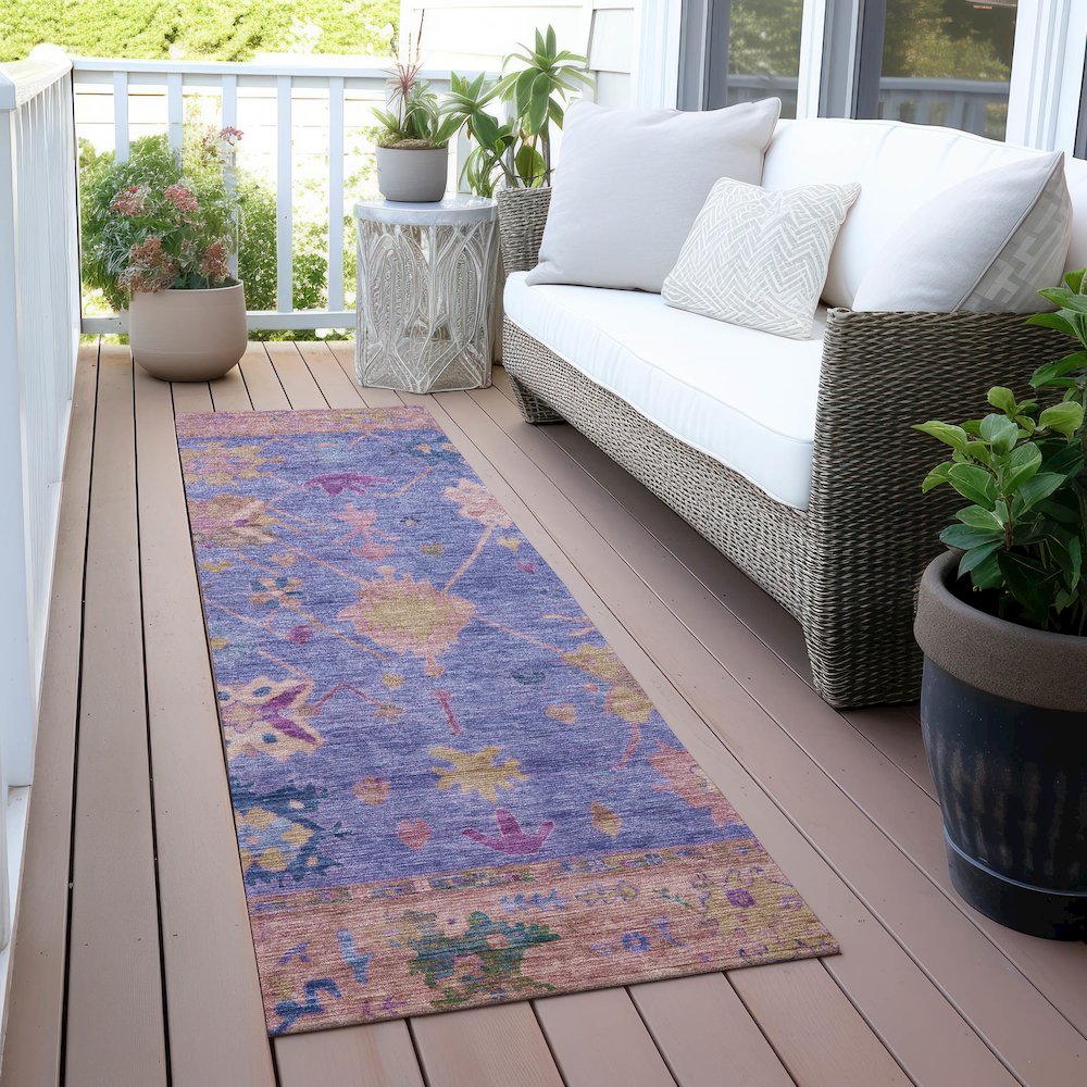 Machine Washable Indoor/Outdoor Chantille ACN2025 Purple 2'3" x 7'6" Runner Rug. Picture 6