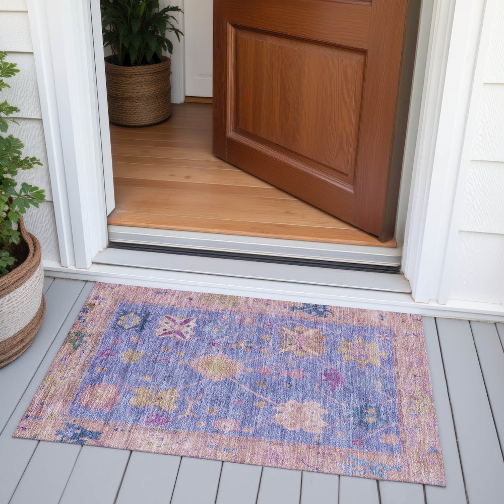 Machine Washable Indoor/Outdoor Chantille ACN2025 Purple 1'8" x 2'6" Rug. Picture 6