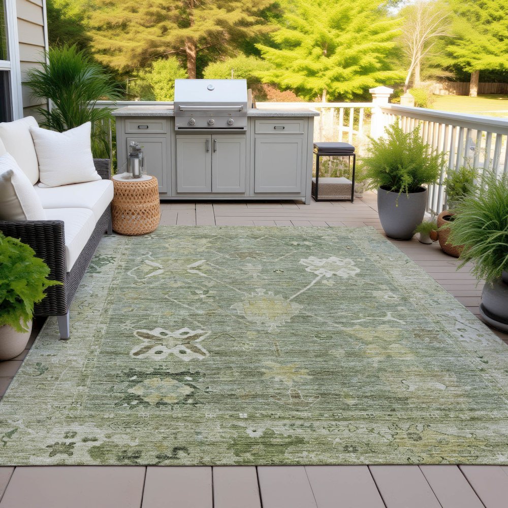 Machine Washable Indoor/Outdoor Chantille ACN2025 Sage 2'6" x 3'10" Rug. Picture 7